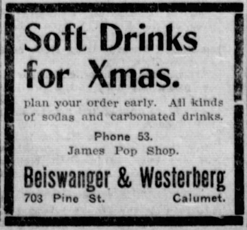 Newspaper ad - <i>The Calumet News</i>, 20 Dec 1910